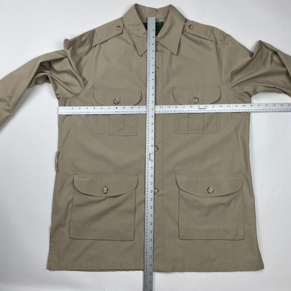 Vintage Orvis 4 Pocket Safari Shirt Jacket Mens 46 Long No-Belt Khaki Cotton USA - Picture 7 of 11